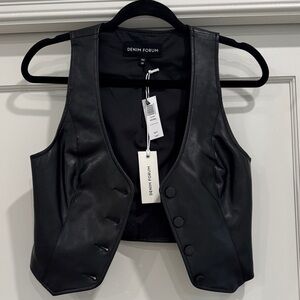 NWT ARITZIA DENIM FORUM LEATHER VEST XS